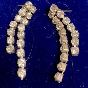 Estate sparkly rhinestone dangle pierced earrings